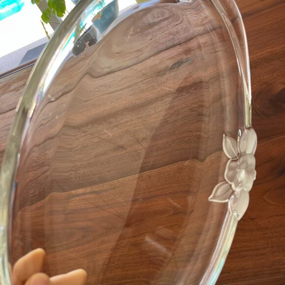 Vintage Mikasa Frosted Flower Glass Oval Serving Tray 15.5"x8" - Picture 14 of 14